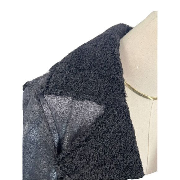 New Velvet by Graham & Spencer Black Sherpa Jacket Faux Suede Medium Reversible - Picture 11 of 16